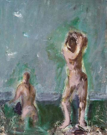 Bagnanti, sd 1977, olio su cartone telato, cm 50x40, Macerata, collezione privata